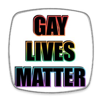 GAYS LIVES MATTER : LE MOIS DE LA FIERTÉ LGBT : Slogan arc-en-ciel - Magnet carré - blanc - Devant