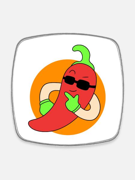 Cool chilli pepper - Square fridge magnet - white