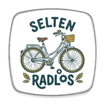Niemals ohne Rad unterwegs - Motiv für Radfahrer - Viereckiger Kühlschrankmagnet - Weiß - Vorne