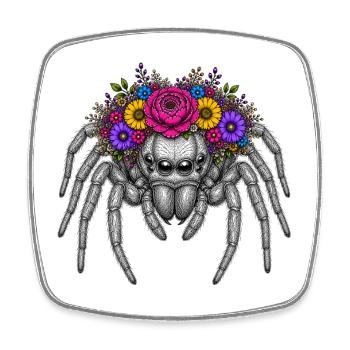 Flower wreath spider illustration - Square fridge magnet - white - Front