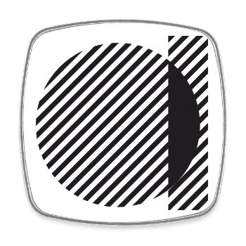 Abstrakter Diagonalstreifenkreis - Viereckiger Kühlschrankmagnet - Weiß - Vorne