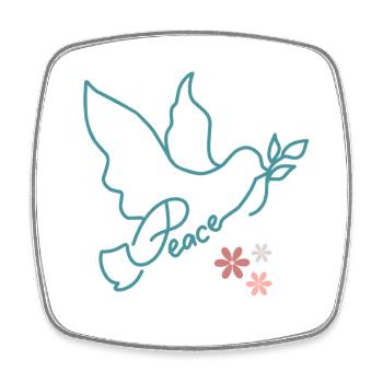 Colombe de paix avec des fleurs - Magnet carré - blanc - Devant