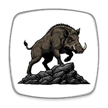 Sanglier Sauvage Boar Chasse Foret - Magnet carré - blanc - Devant