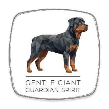 Rottweiler Low-Poly Art - Gentle giant - Viereckiger Kühlschrankmagnet - Weiß - Vorne
