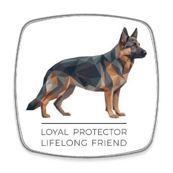 German Shepherd Low-Poly - Loyal, brave, true - Viereckiger Kühlschrankmagnet - Weiß - Vorne
