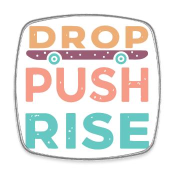 Drop Push Rise Skateboard - Viereckiger Kühlschrankmagnet - Weiß - Vorne