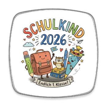Schulkind 2026 - Viereckiger Kühlschrankmagnet - Weiß - Vorne