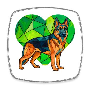 Cubist German Shepherd Heart Geometric Pet Art - Square fridge magnet - white - Front