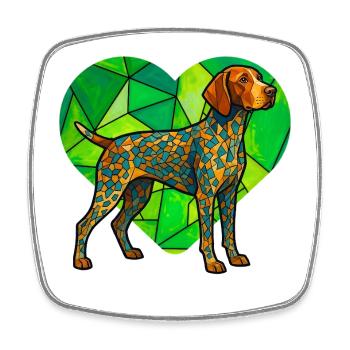Cubist German Shorthaired Pointer Geometric Art - Square fridge magnet - white - Front