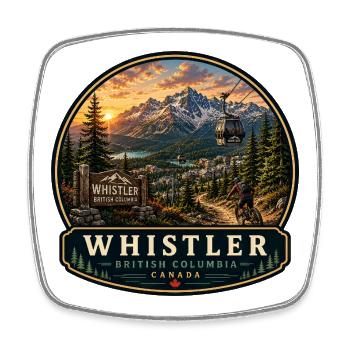Whistler Mountain Biking Kanada Urlaub Gondel - Viereckiger Kühlschrankmagnet - Weiß - Vorne