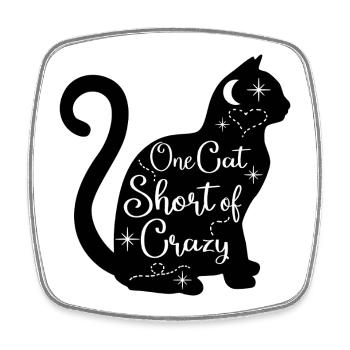 One_Cat_Short_Of_Crazy - Viereckiger Kühlschrankmagnet - Weiß - Vorne