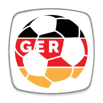 Conception du ballon de ventilateur de football GER - Magnet carré - blanc - Devant