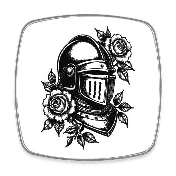 Rose Knight Helm - Viereckiger Kühlschrankmagnet - Weiß - Vorne