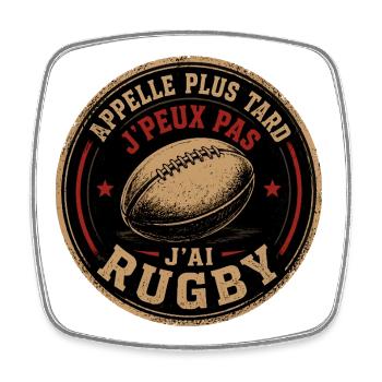 Appelle Plus Tard Rugby - Magnet carré - blanc - Devant
