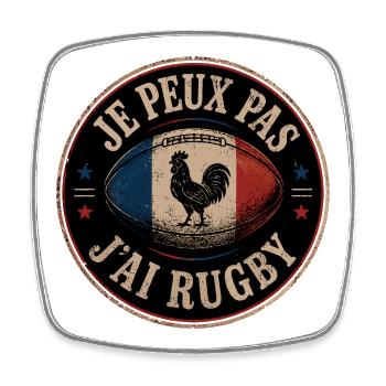 Je Peux Pas J'ai Rugby 2026 - Magnet carré - blanc - Devant