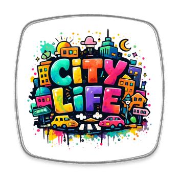 City_Life - Magnet carré - blanc - Devant