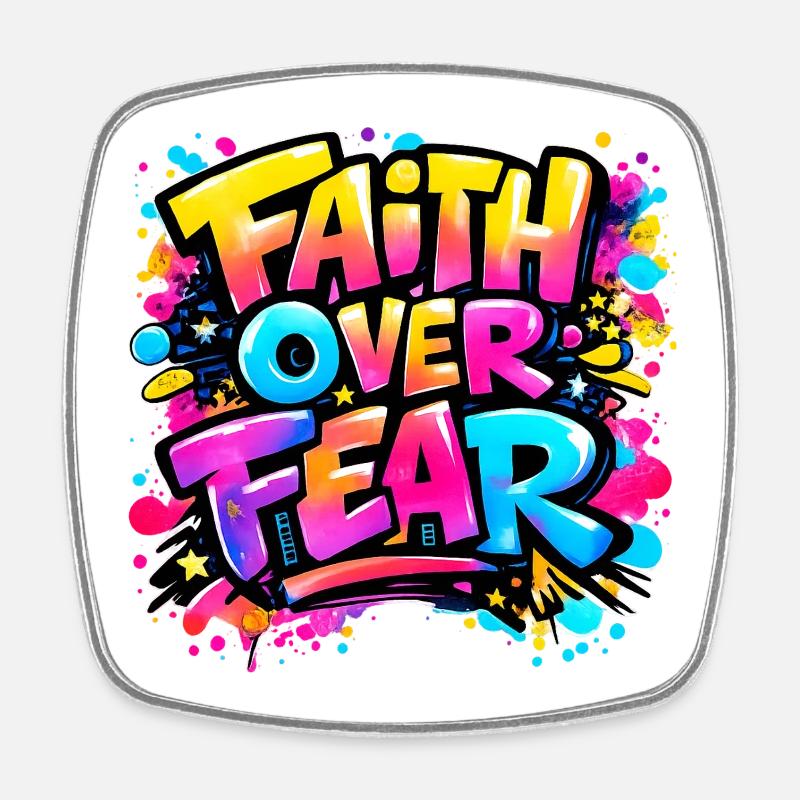 Faith_over_Fear - Square fridge magnet - white
