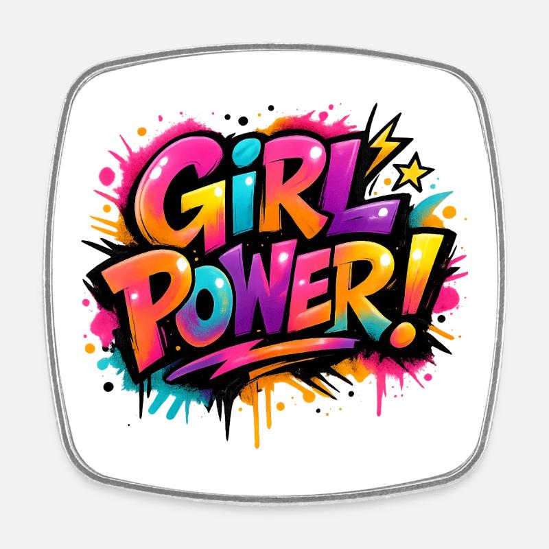 Girl_Power - Square fridge magnet - white
