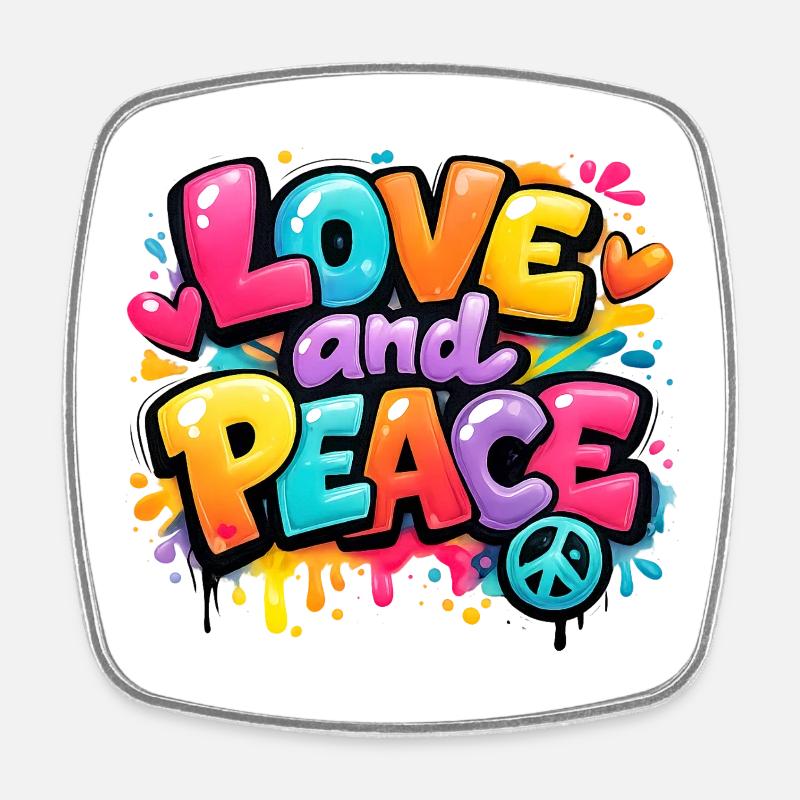 Love_and_Peace - Square fridge magnet - white