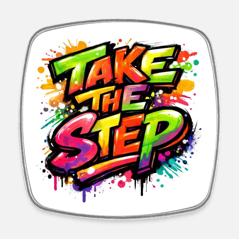 Take_the_Step - Square fridge magnet - white