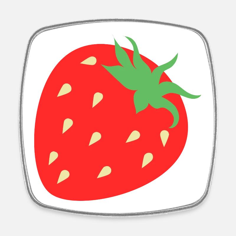 Fresh Strawberry Graphic - Square fridge magnet - white