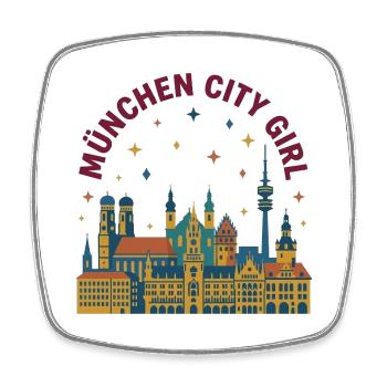 Munich City Girl Skyline - Square fridge magnet - white - Front