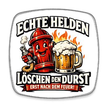 Echte Helden löschen den Durst - Viereckiger Kühlschrankmagnet - Weiß - Vorne