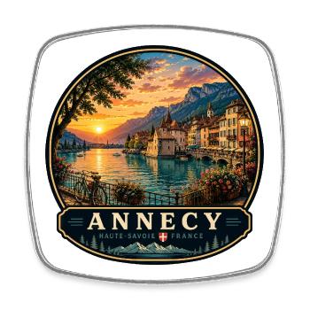 Annecy Urlaub Kolonialbauten Altstadt Wasser - Viereckiger Kühlschrankmagnet - Weiß - Vorne