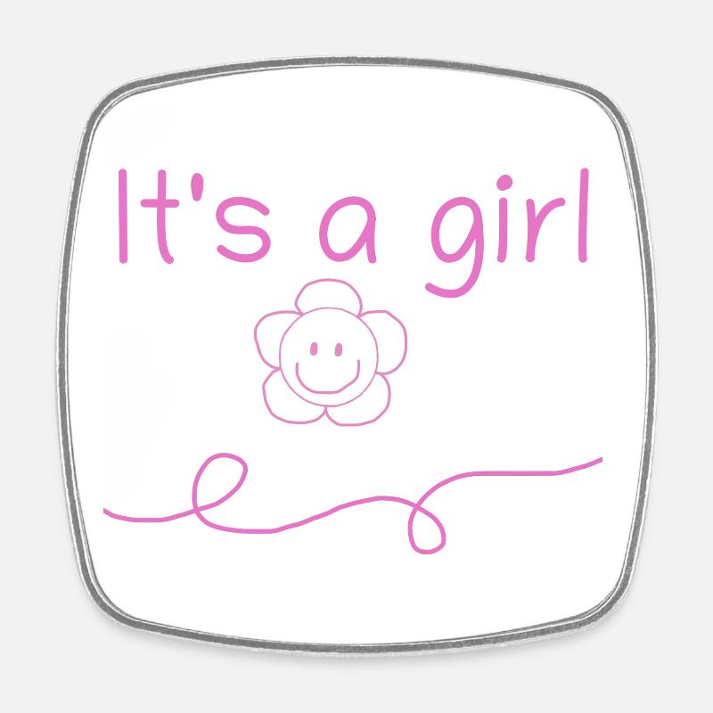 It is a girl - Square fridge magnet - white