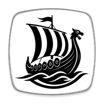 Bateau Viking - Magnet carré - blanc - Devant