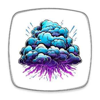Blue Cloud Pop Neon Burst - Square fridge magnet - white - Front