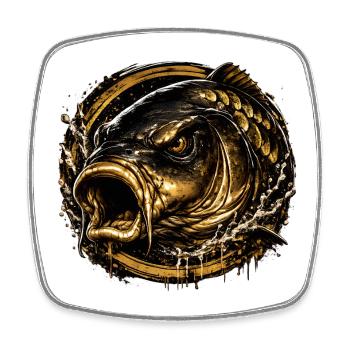 Savage Mirror Carp Fishing Artwork Design - Square fridge magnet - white - Front