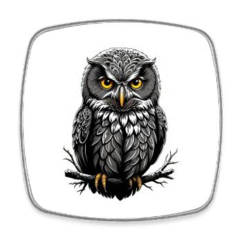 Owl print - Square fridge magnet - white - Front