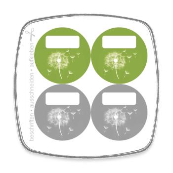 DIY Namensaufkleber Pusteblumen - 4 er Set - Viereckiger Kühlschrankmagnet - Weiß - Vorne