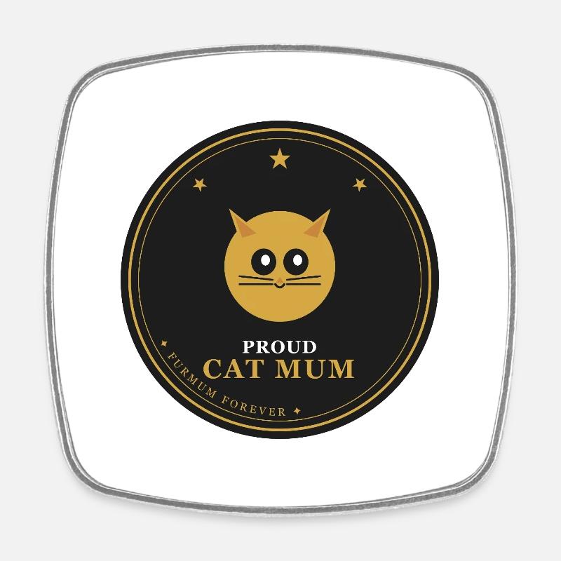 Emblème de la Fière Maman Chat - Magnet carré - blanc