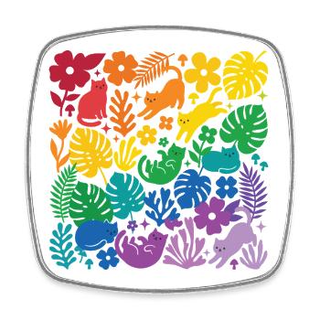LGBT-Pride-Monat – Regenbogenkatzen und Blumen - Viereckiger Kühlschrankmagnet - Weiß - Vorne