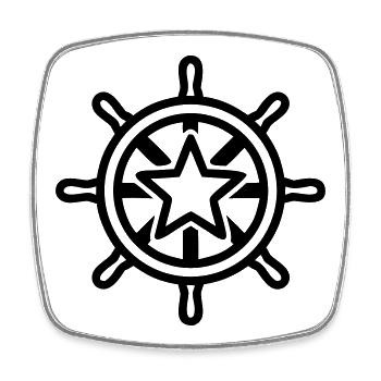 Steuerrad Schiff Stern Wappen - Viereckiger Kühlschrankmagnet - Weiß - Vorne