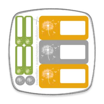 DIY Namensaufkleber Pusteblume - 9 er Set - Viereckiger Kühlschrankmagnet - Weiß - Vorne