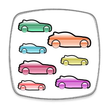 Automobiles - Magnet carré - blanc - Devant