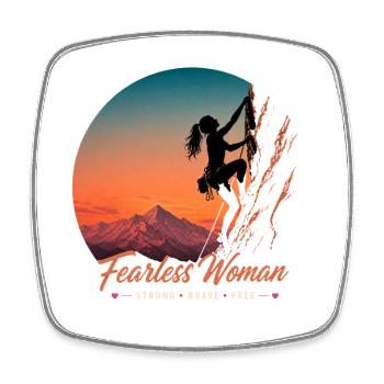 Fearless Woman Klettert – Strong, Brave, Free - Viereckiger Kühlschrankmagnet - Weiß - Vorne