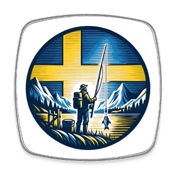 Schweden Angler - Viereckiger Kühlschrankmagnet - Weiß - Vorne