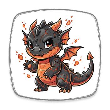 Lava Dragon Cuddly Hero - Square fridge magnet - white - Front