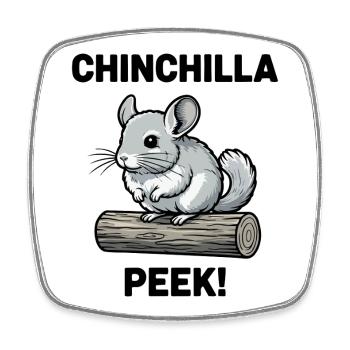 Chinchilla Peek Rodent Fur Log - Square fridge magnet - white - Front
