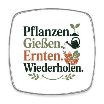 Pflanzen Gießen Ernten Wiederholen - Viereckiger Kühlschrankmagnet - Weiß - Vorne