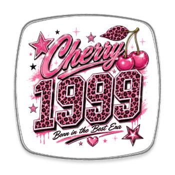Cherry 1950's Leopard Pink - Square fridge magnet - white - Front