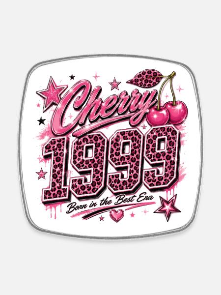 Cherry 1950 Leoparden Pink - Viereckiger Kühlschrankmagnet - Weiß