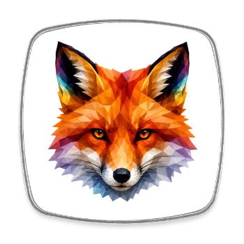 Colored Polygon Fox Head - Square fridge magnet - white - Front