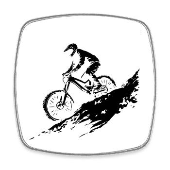Mountainbike - Viereckiger Kühlschrankmagnet - Weiß - Vorne