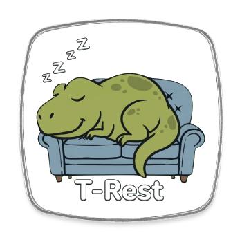 T-Rest Dino schläft auf der Couch - Viereckiger Kühlschrankmagnet - Weiß - Vorne