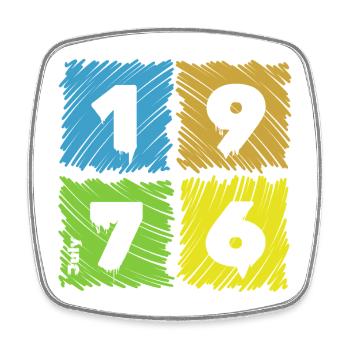 50th Birthday Colored Patches since 07/1976 - Square fridge magnet - white - Front